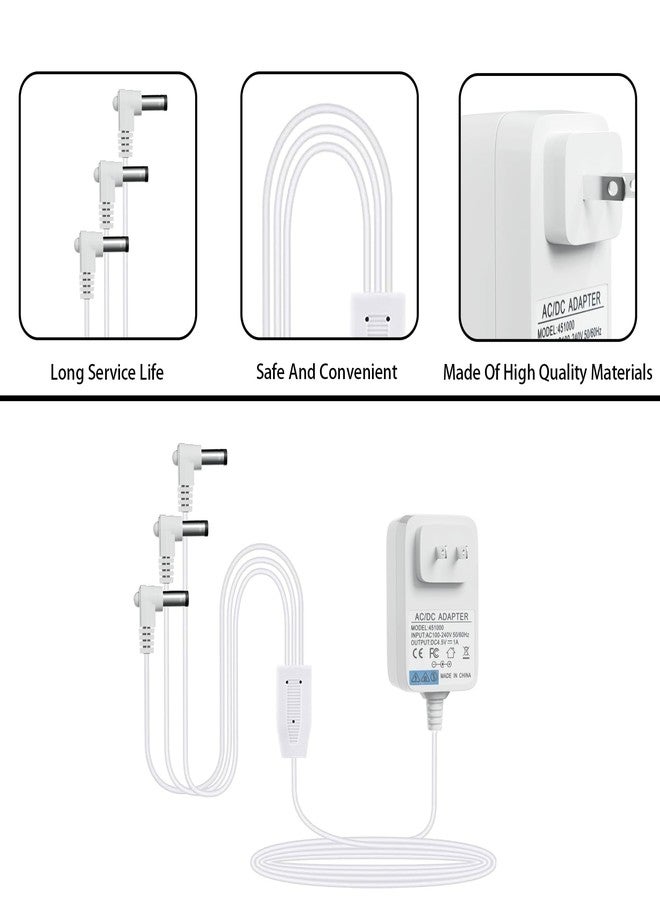 nvmw 4.5V AC/DC White Power Adapter for Lemax Lighted Village Accessory,Compatible with Lemax#94563 94564 74707 74295 84428 94565 94566 94527 for Christmas Micro Lighting Building Decoration(3 Output,2PCS) - Image 2